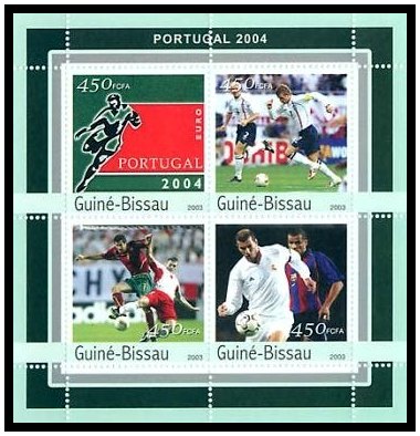 Selos Futebol - Euro 2004 - Bloco da Guiné-Bissau (4 selos)