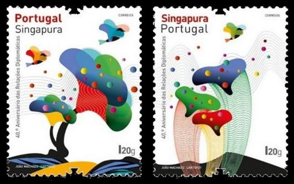 Selos - Afinsa nr 5359/60 (Portugal - Singapura 2021)