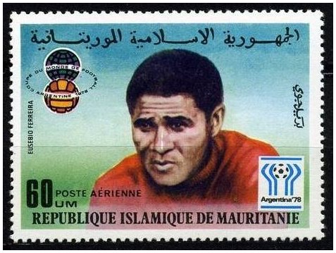 Selos Futebol - Eusébio - Selo da Mauritânia