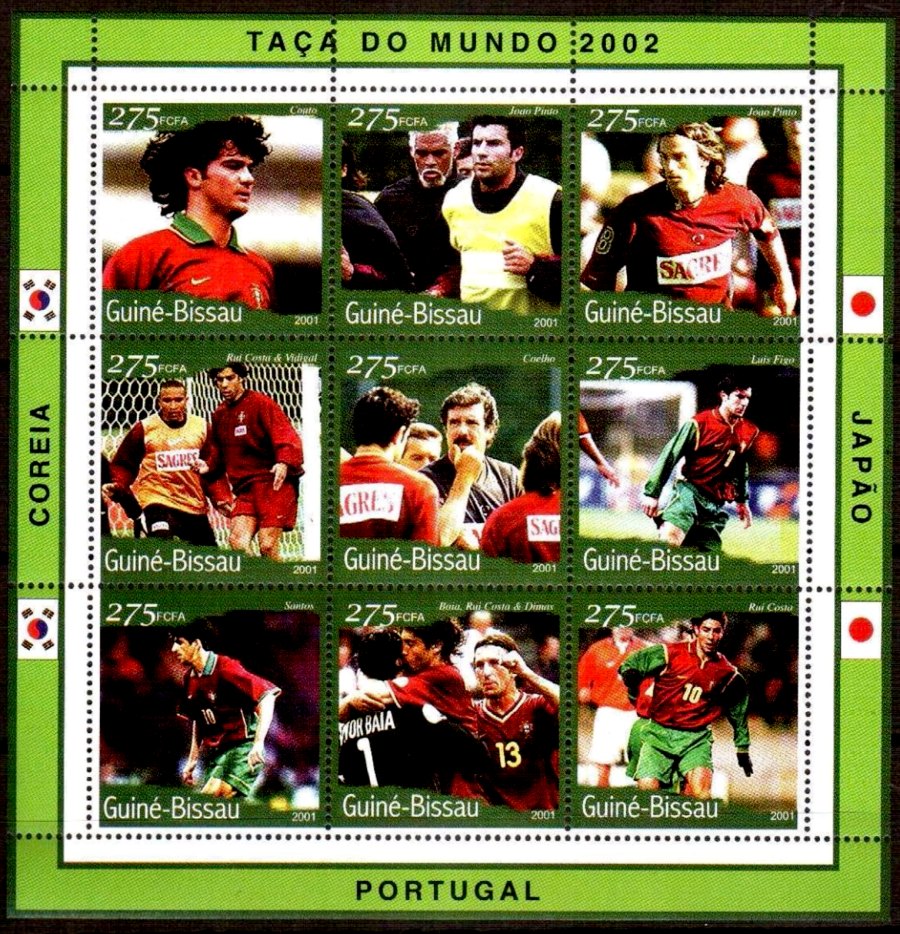 Selos Futebol - Mundial 2002 - Bloco da Guine-Bissau (9 selos)