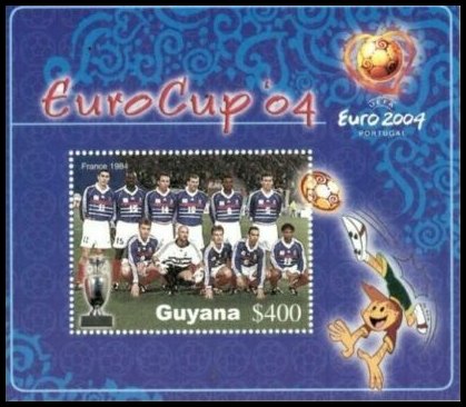 Selos Futebol - Euro 2004 - Bloco da Guiana (1 selo)