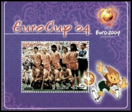 Selos Futebol - Euro 2004 - Bloco de Palau (1 selo)