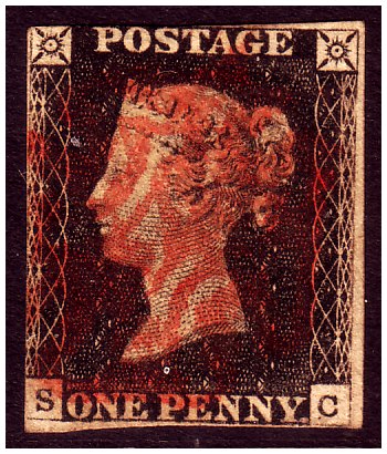 Selos - Inglaterra 1840 Penny Black - Primeiro selo do mundo