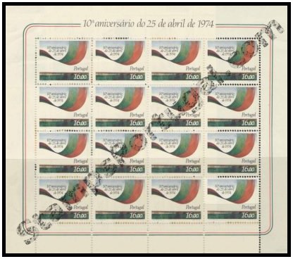 Mini Folha nº 3 1984 25 Abril - Mini Sheet 1984